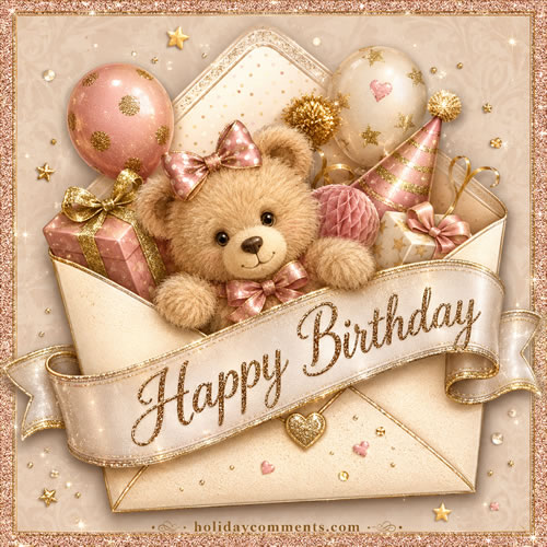 Teddy Bear Envelope Birthday image to share