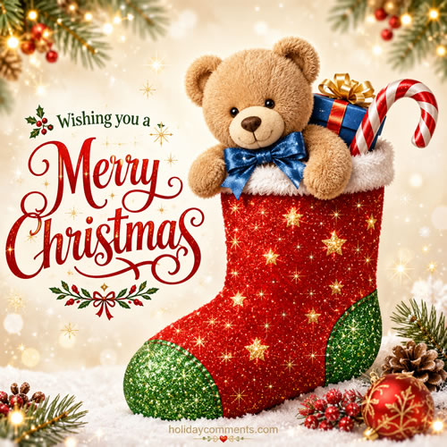Bear In Stocking Christmas image to share