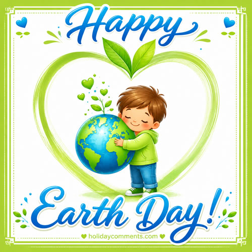 Boy Hugs Earth Earth Day image to share