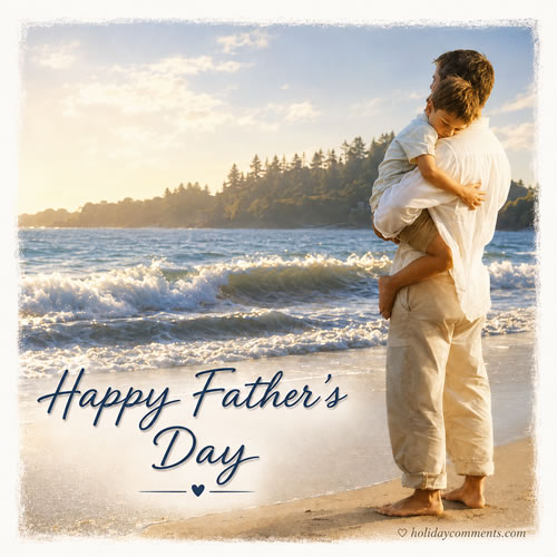 Holding Child Beach Fathers Day image to share