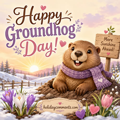 Cheerful Groundhog Sunshine Groundhog Day image to share