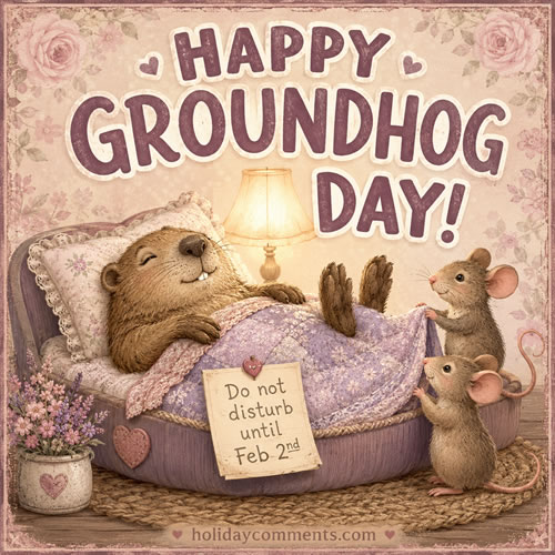 Cozy Groundhog Groundhog Day image to share