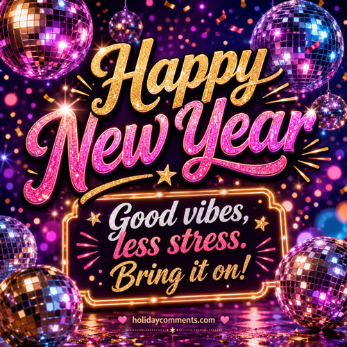 Good Vibes Less Stress Happy New Year image to share