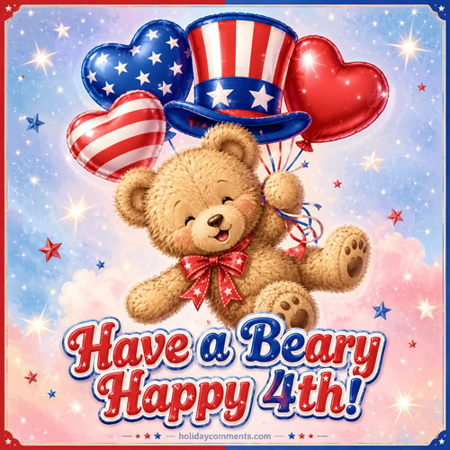 Beary Happy Fourth Independence Day image to share