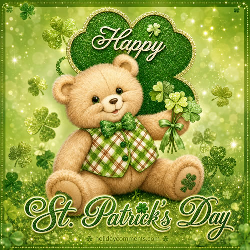 Bear With Clover St Patricks Day image to share