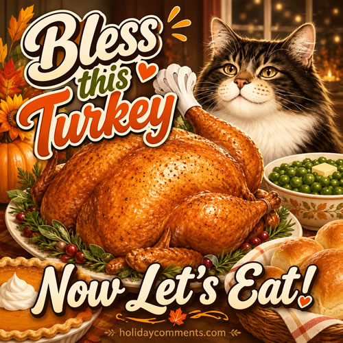 Cat Bless Turkey Thanksgiving image to share